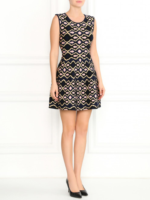 Трикотажное платье-мини с узором GIG Couture - Модель Общий вид