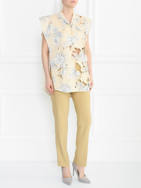 Блуза из хлопка с прорезными деталями Maison Margiela - Модель Общий вид