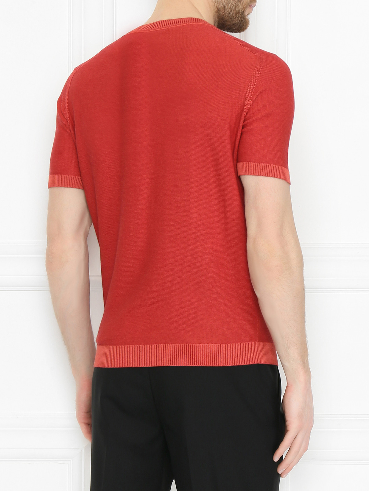 Трикотажная футболка из хлопка Kangra Cashmere  –  МодельВерхНиз1  – Цвет:  Красный