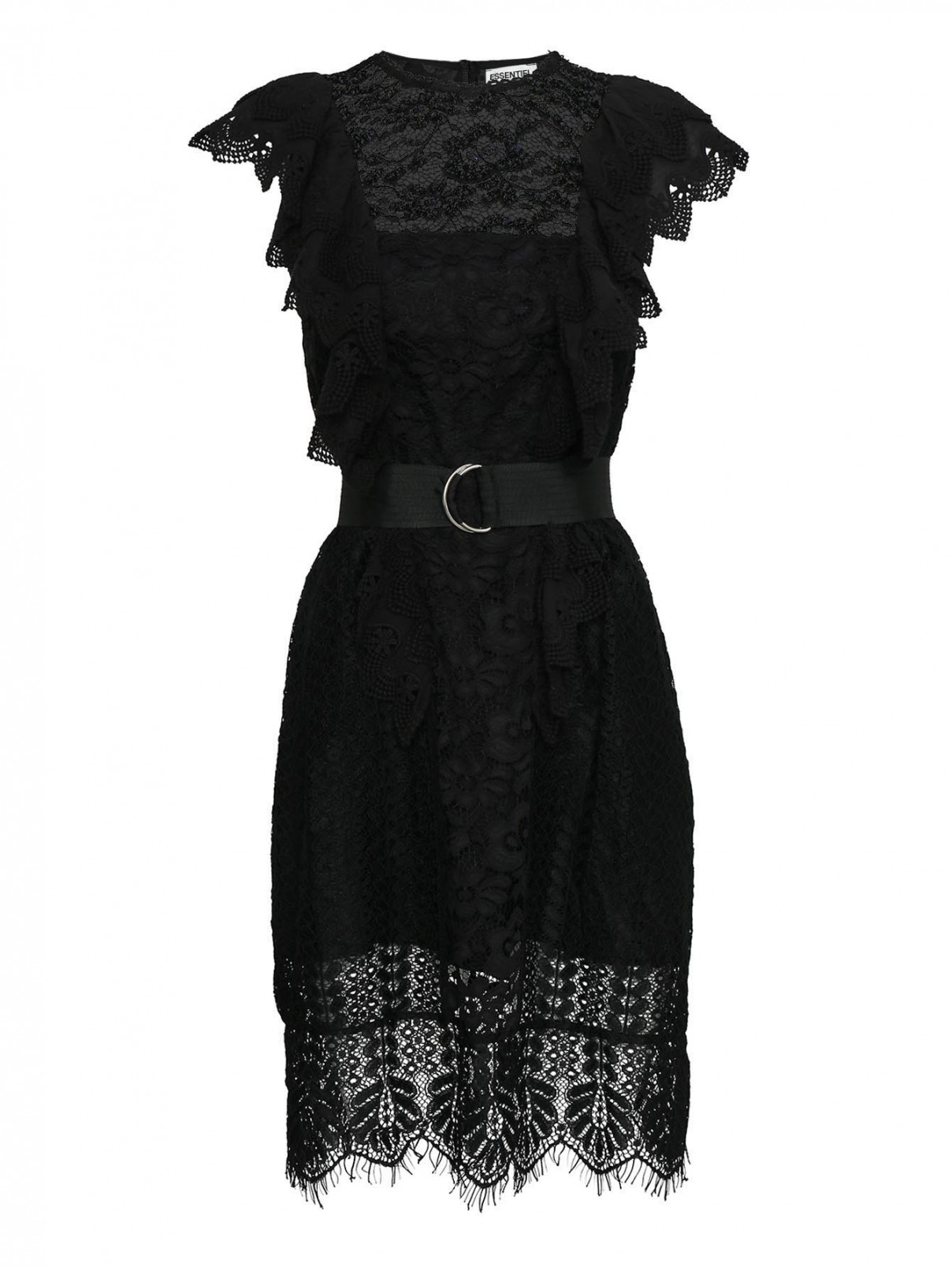 Платье кружевное из вискозы Essentiel Antwerp  –  Общий вид  – Цвет:  Черный