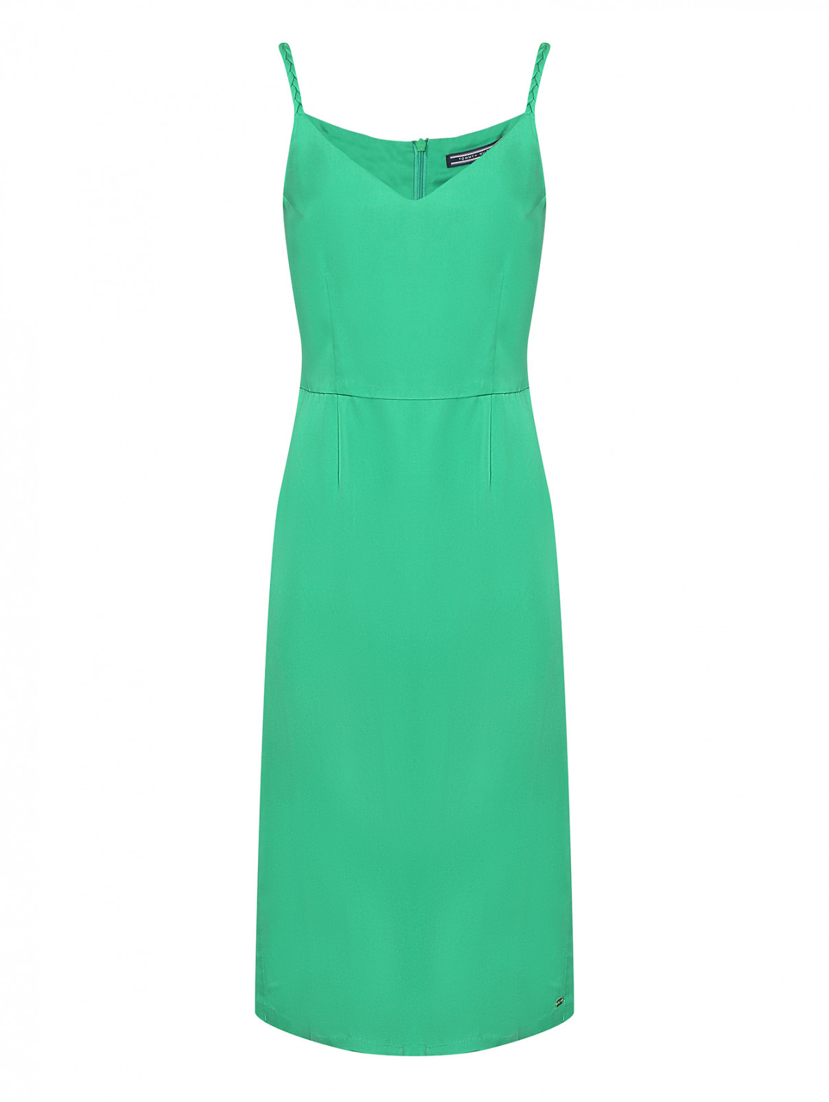 Платье-миди с разрезами Tommy Hilfiger  –  Общий вид  – Цвет:  Зеленый
