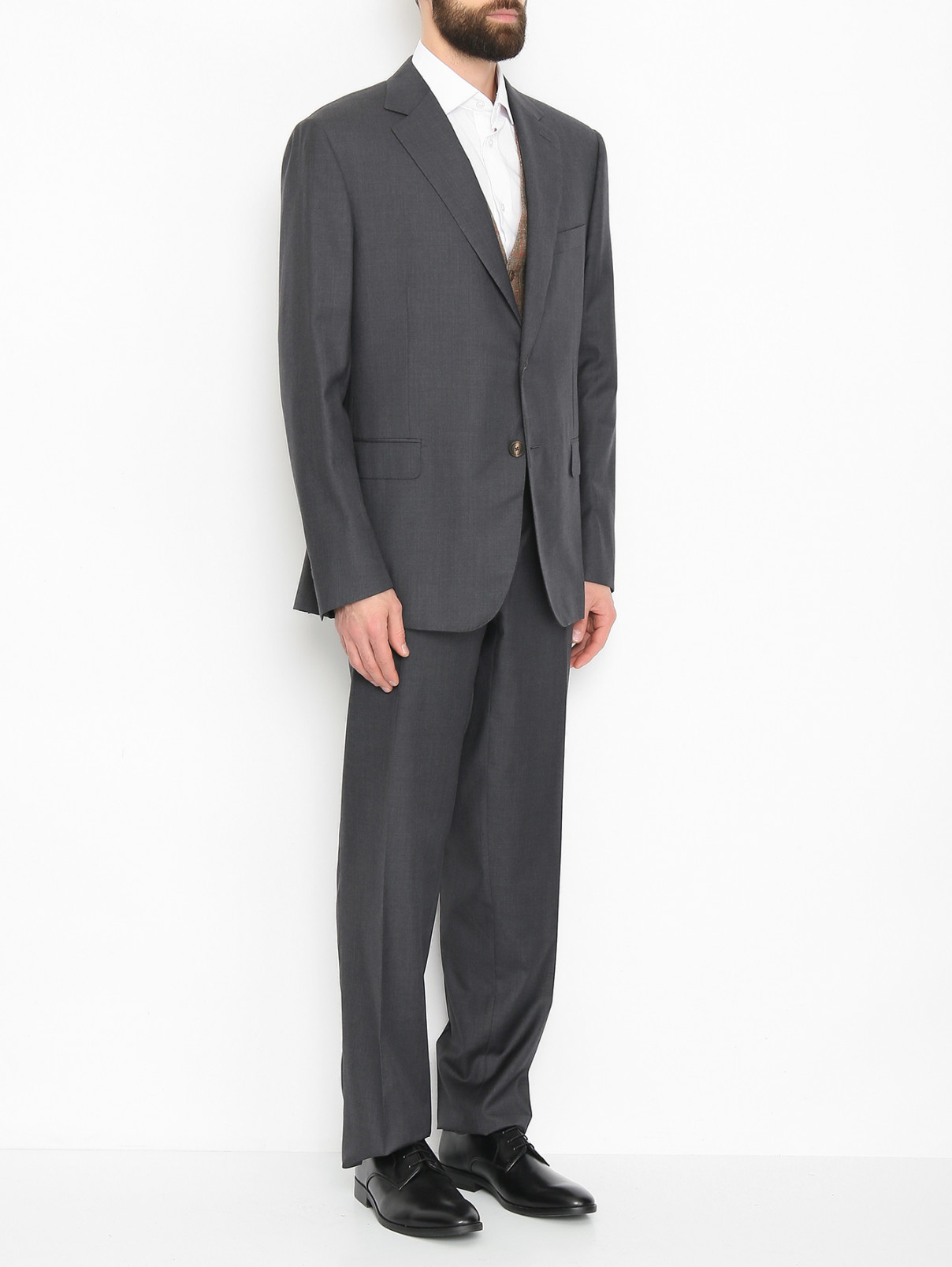 Однотонный костюм из шерсти Pal Zileri  –  МодельОбщийВид2  – Цвет:  Серый