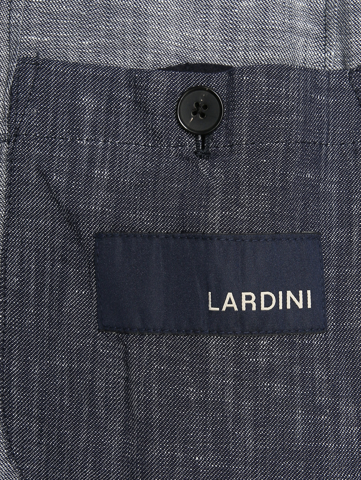 Двубортный костюм из хлопка и льна LARDINI  –  Деталь2  – Цвет:  Синий