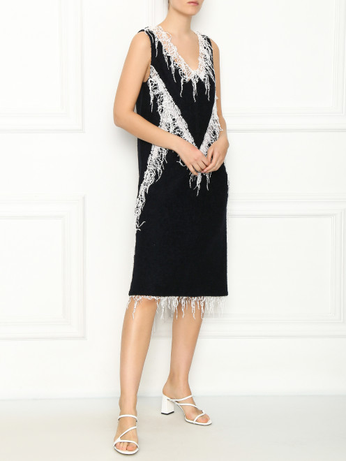 Платье из шерсти с контрастной отделкой Calvin Klein 205W39NYC - МодельОбщийВид