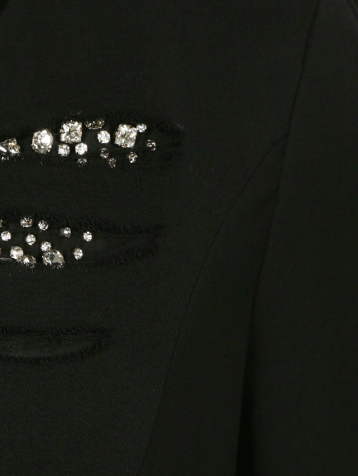 Платье-мини прямого кроя декорированное кристаллами Jay Ahr  –  Деталь1  – Цвет:  Черный