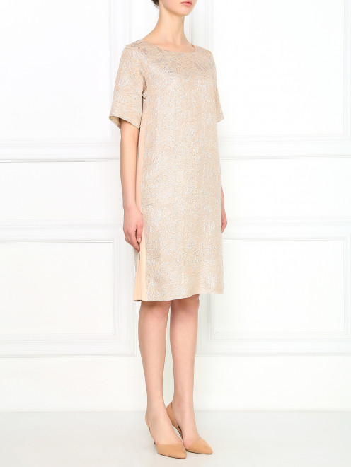 Платье-мини из шелка с плиссированными вставками Rochas - Модель Общий вид