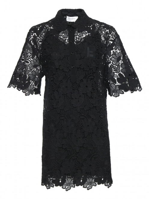 Платье-мини из хлопка с кружевом - Общий вид