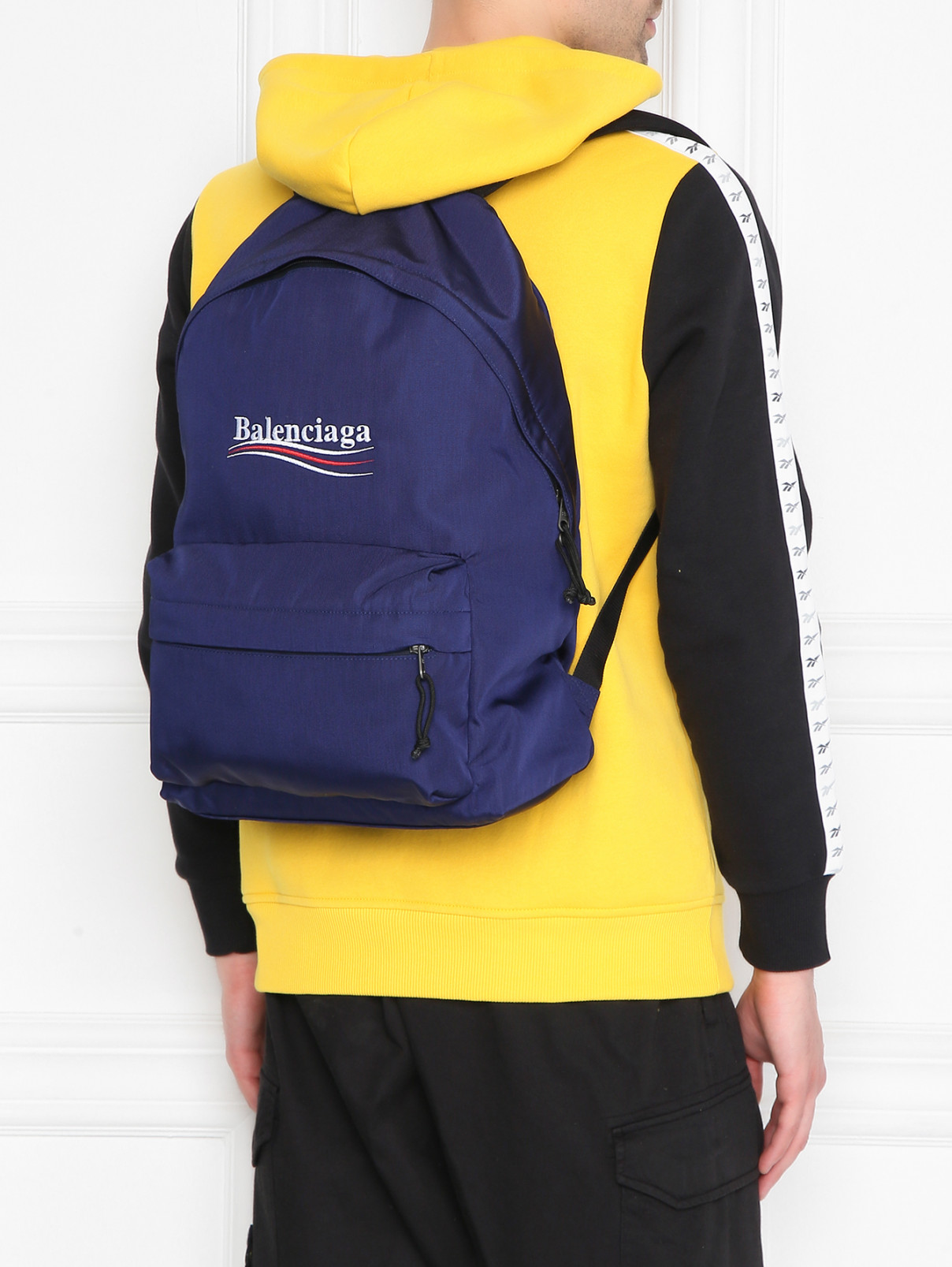 Рюкзак с узором Balenciaga  –  МодельОбщийВид  – Цвет:  Синий