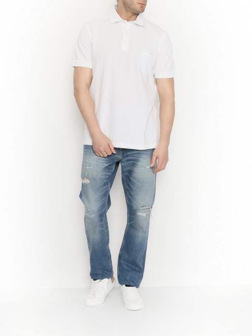 Джинсы прямого кроя с потертостями Calvin Klein Jeans - МодельОбщийВид