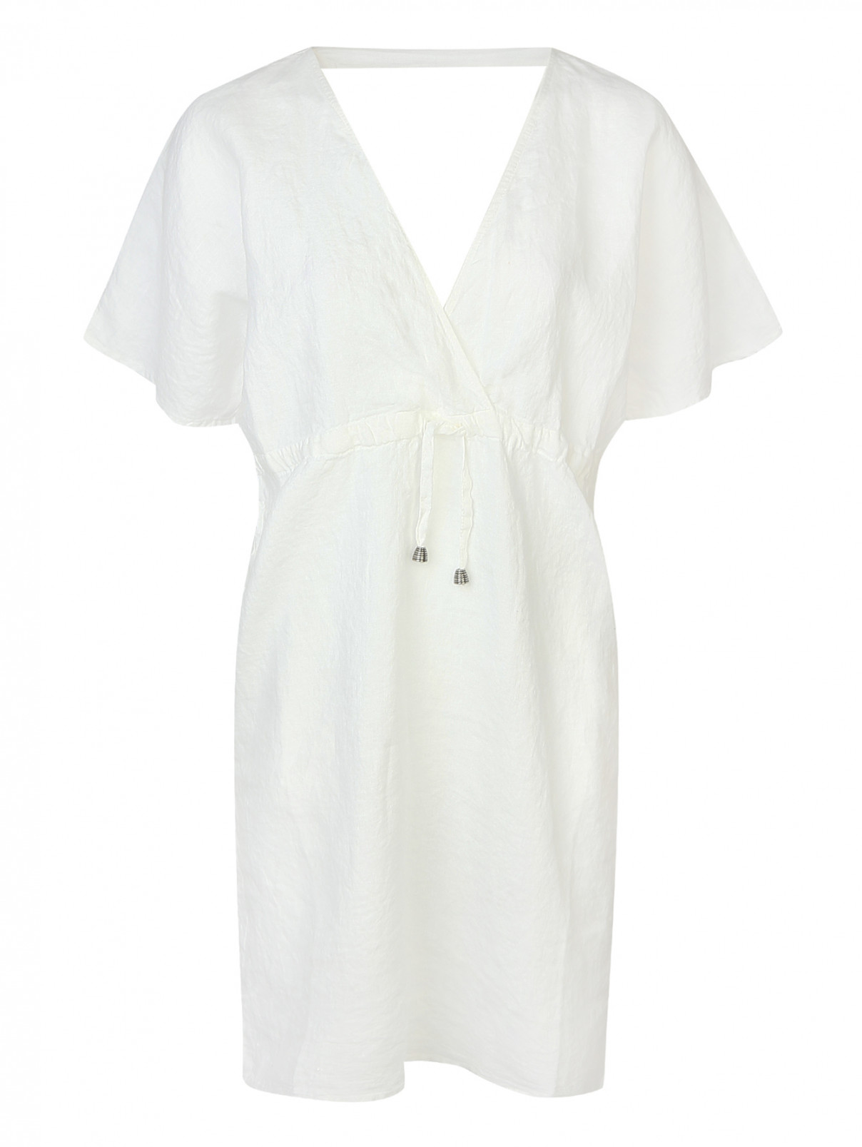 Платье из льна La fabrica del lino  –  Общий вид  – Цвет:  Белый