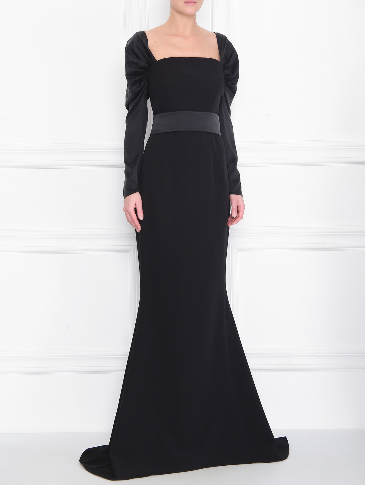 Платье-макси с поясом Safiyaa  –  МодельВерхНиз  – Цвет:  Черный