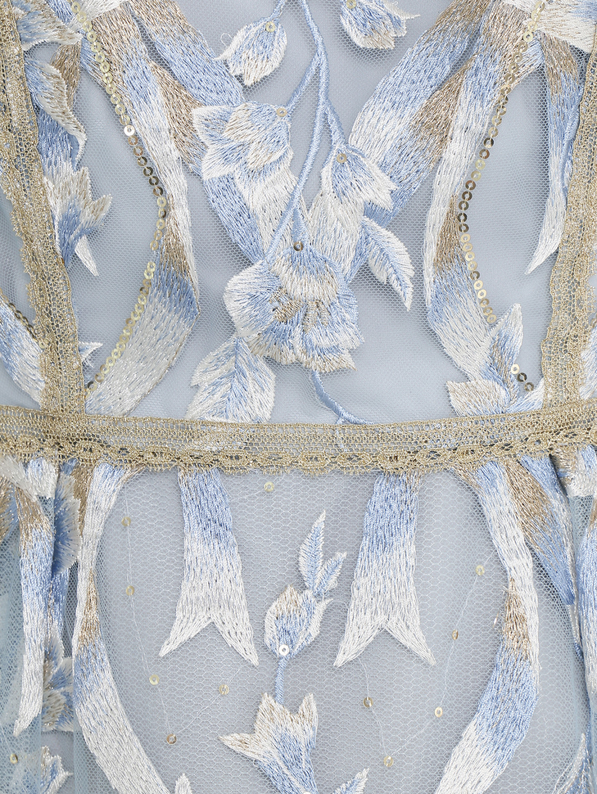 Платье с узором декорированное пайетками Marchesa  –  Деталь1  – Цвет:  Синий