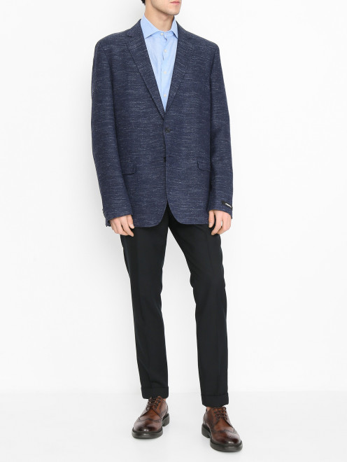 Пиджак из шерсти и хлопка с узором Lagerfeld - МодельОбщийВид