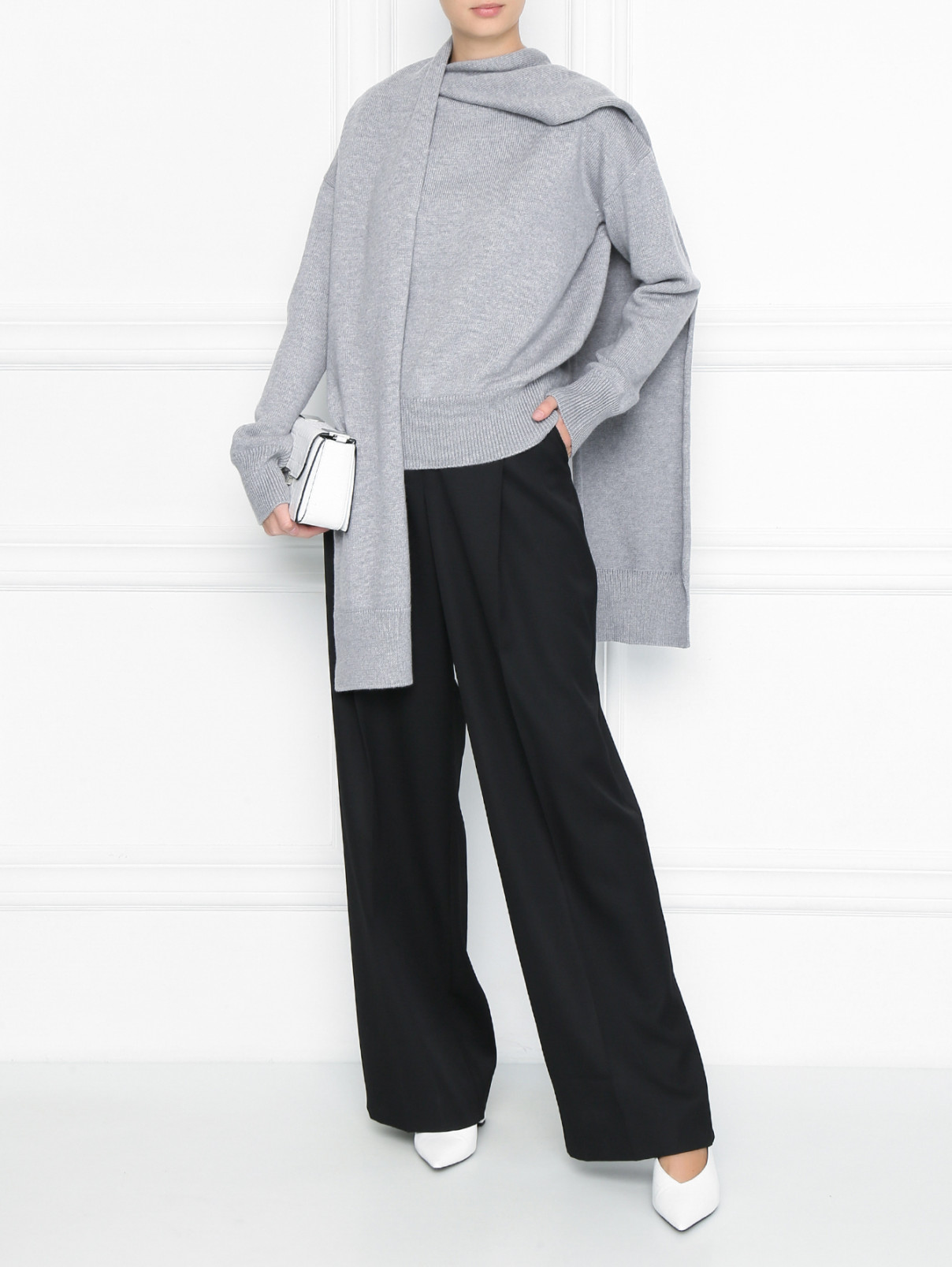 Джемпер из шерсти с декором Nina Ricci  –  МодельОбщийВид  – Цвет:  Серый