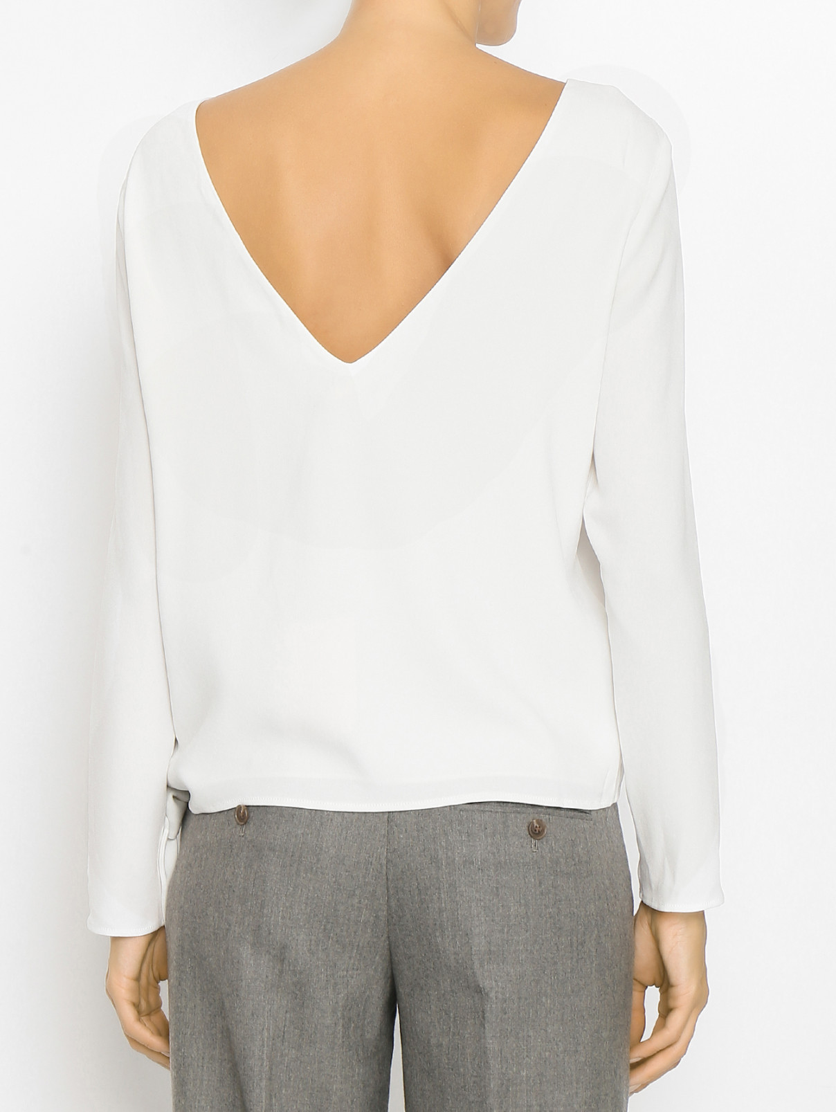 Блуза с бантом и вырезом на спине Polo Ralph Lauren  –  МодельВерхНиз1  – Цвет:  Белый