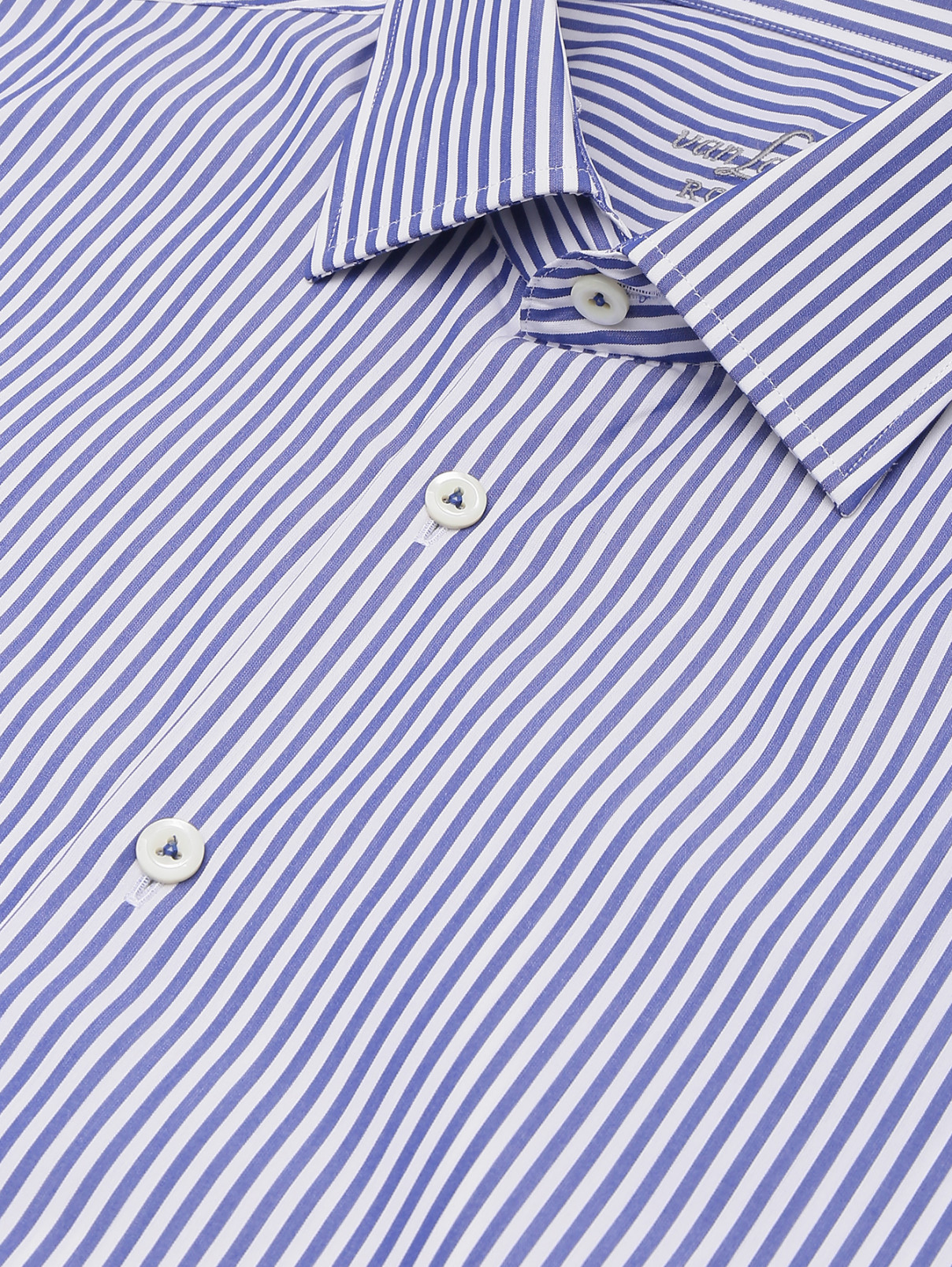 Рубашка из хлопка с узором "полоска" Van Laack  –  Деталь  – Цвет:  Синий
