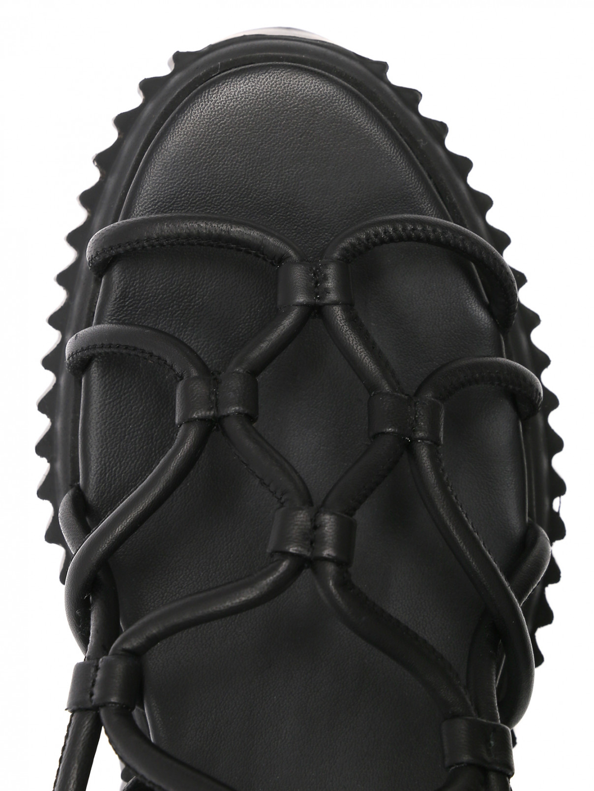 Плетеные сандалии из кожи на массивной подошве Attilio Giusti Leombruni  –  Обтравка4  – Цвет:  Черный