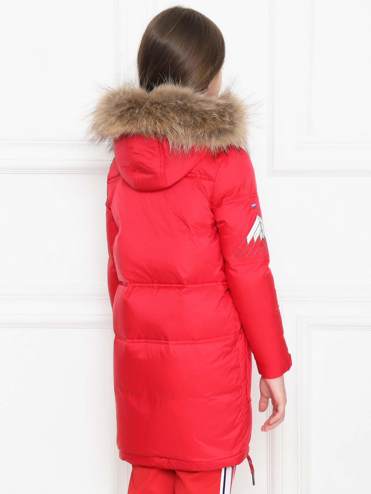 Пуховое пальто с капюшоном на молнии BOSCO  –  МодельВерхНиз1  – Цвет:  Красный