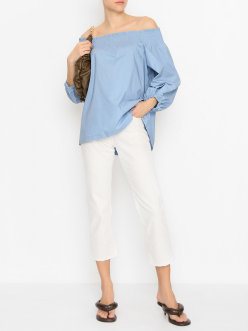 Блуза из хлопка с рукавами-буфами Brian Dales - МодельОбщийВид