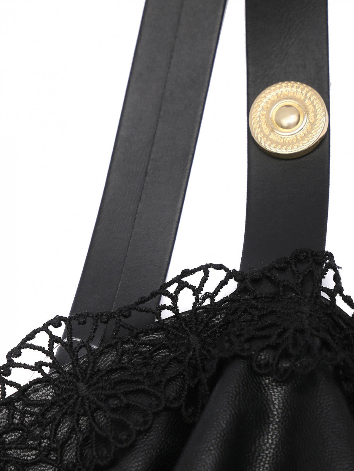 Платье из искусственной кожи со сборками VERSACE JEANS COUTURE  –  Деталь1  – Цвет:  Черный
