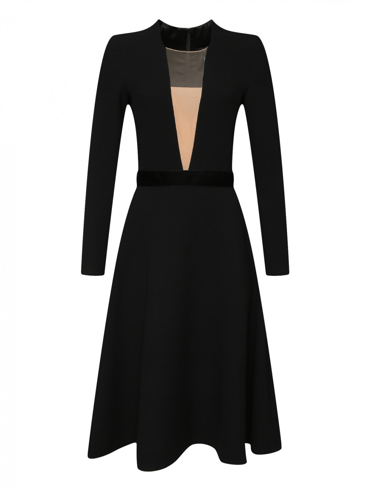 Платье из шерсти под пояс Yanina  –  Общий вид  – Цвет:  Черный