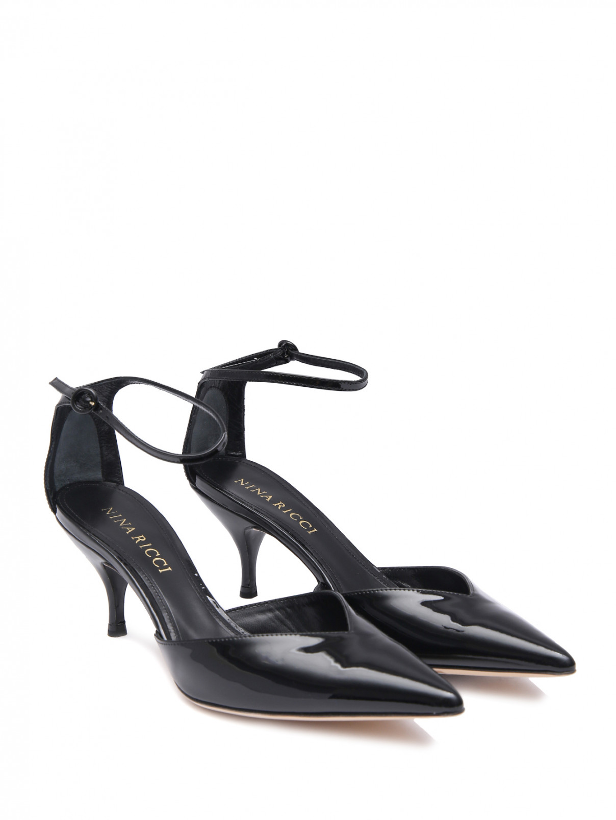 Туфли из лакированной кожи на среднем каблуке Nina Ricci  –  Общий вид  – Цвет:  Черный