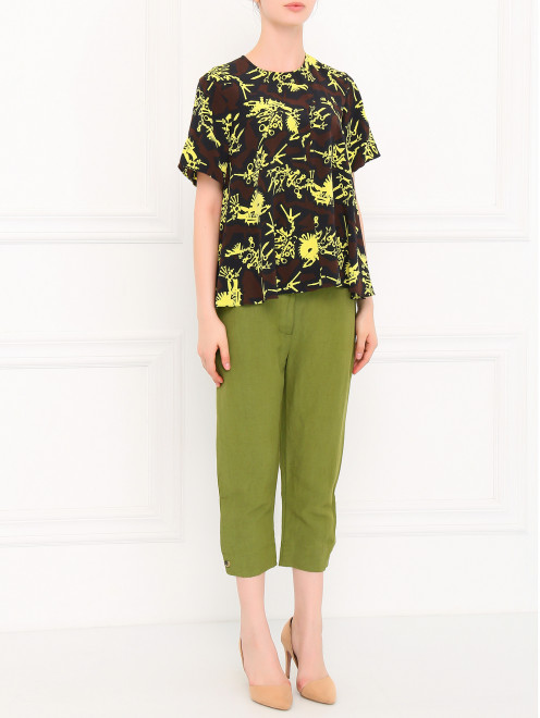 Блуза из шелка свободного кроя с абстрактным узором Kenzo - Модель Общий вид