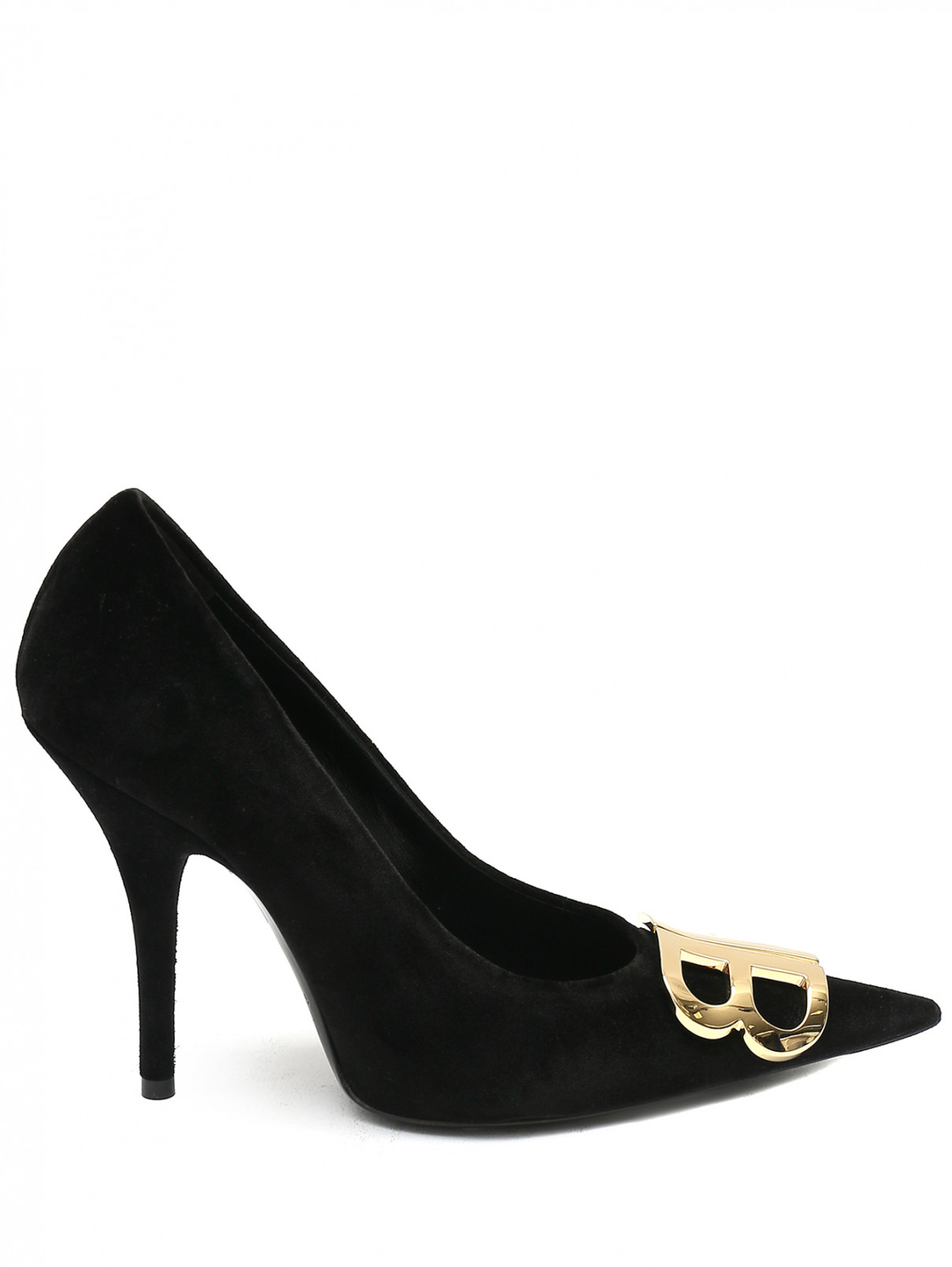 Туфли из бархата с металлической фурнитурой Balenciaga  –  Обтравка1  – Цвет:  Черный