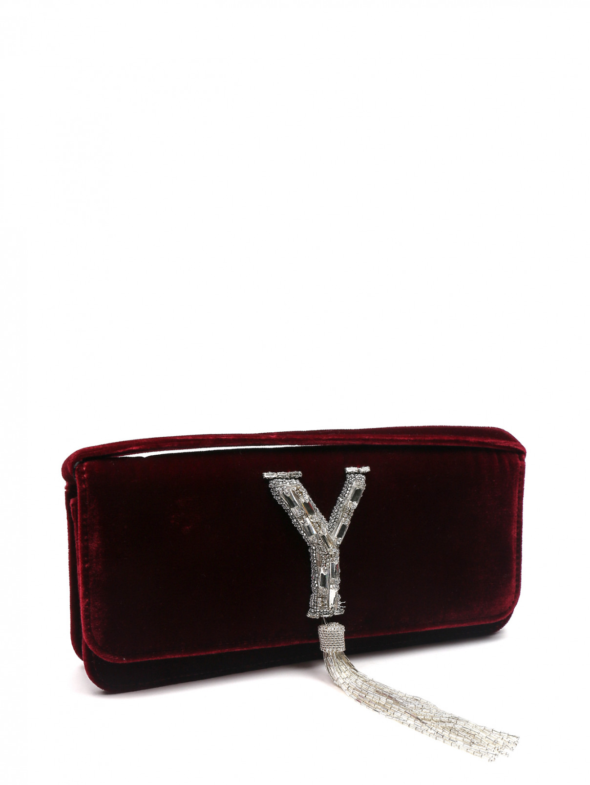 Клатч бархатный декорированный вышивкой Yanina  –  Обтравка1  – Цвет:  Красный
