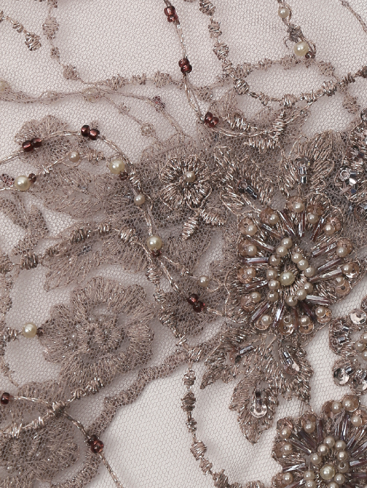 платье-макси  из сетки с вышивкой бисером Daniela de Souza  –  Деталь  – Цвет:  Серый
