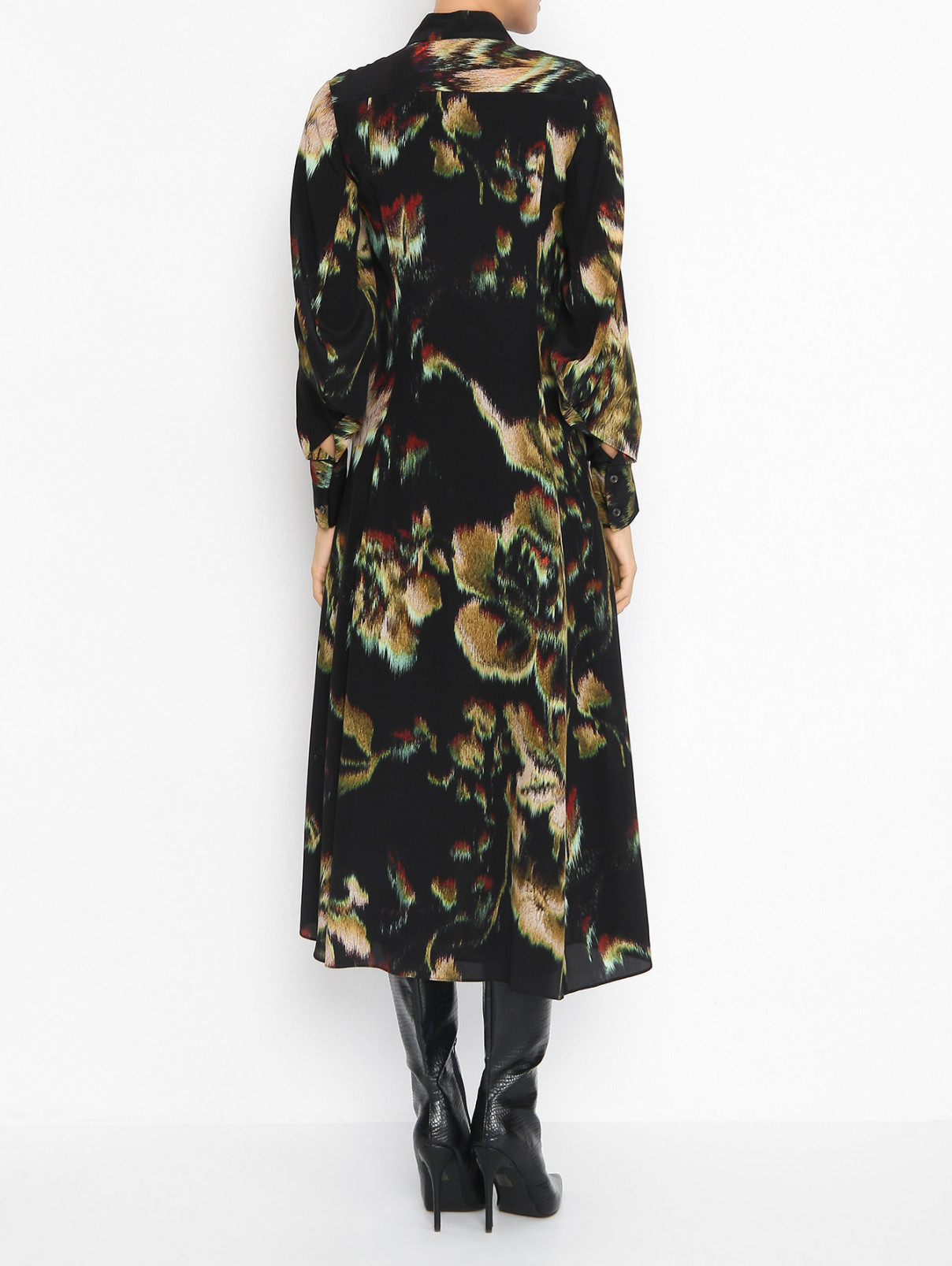 Платье-миди из шелка с узором Paul Smith  –  МодельВерхНиз1  – Цвет:  Черный