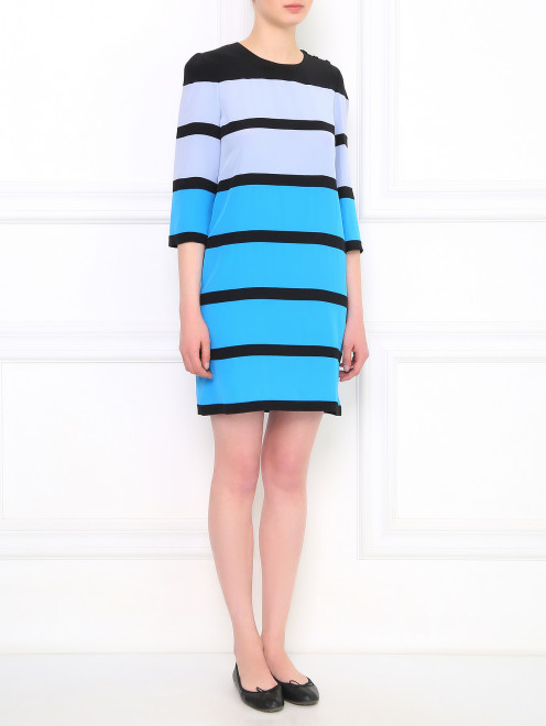 Платье прямого кроя из шелка с узором "полоска" Sonia Rykiel - Модель Общий вид