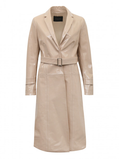 Пальто из лаковой кожи прямого кроя Calvin Klein 205W39NYC - Общий вид
