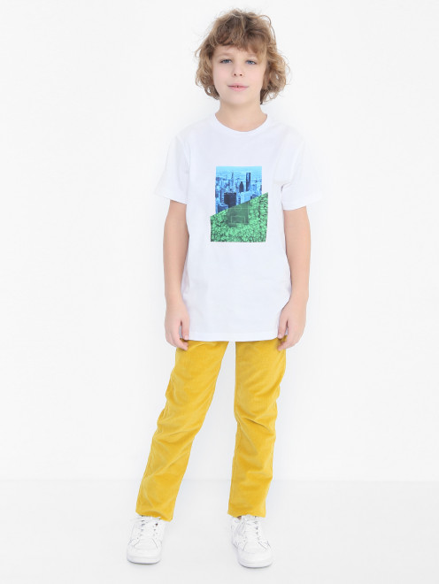 Хлопковая футболка с принтом Il Gufo - МодельОбщийВид